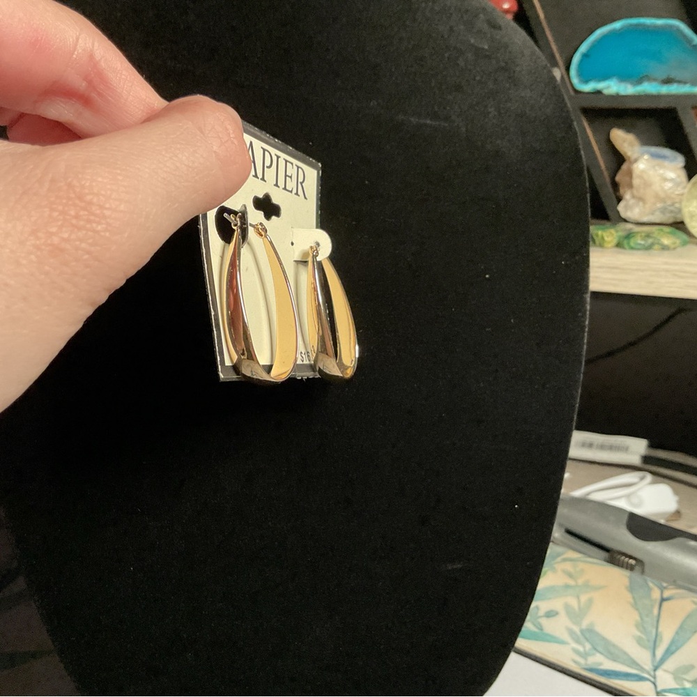 Napier Gold-Tone Teardrop Earrings - Picture 3 of 4